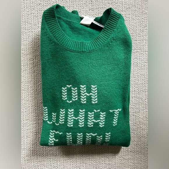 PINK Victoria's Secret Sweaters - VS Pink Collegiate Knit Crewneck Holiday Sweater Verdant Green Size Med. NWT💚🤍
